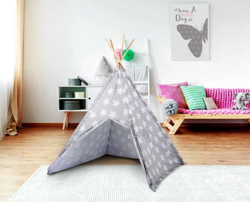 Dětský stan teepee 120x120x150cm šedá