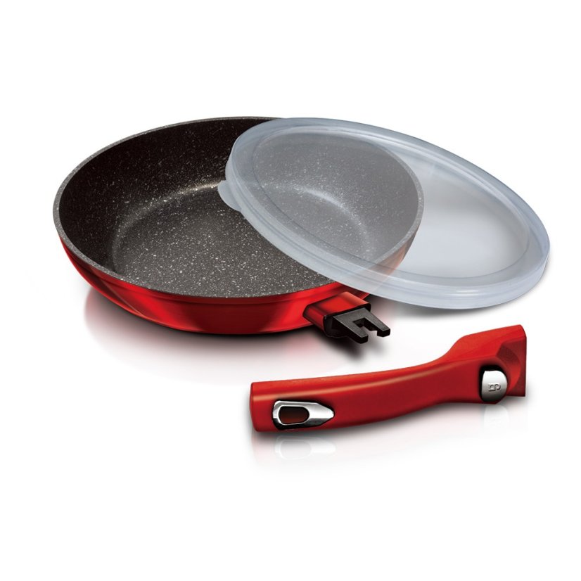 Tigaie cu maner detasabil + capac Burgundy Metallic Line 24 cm