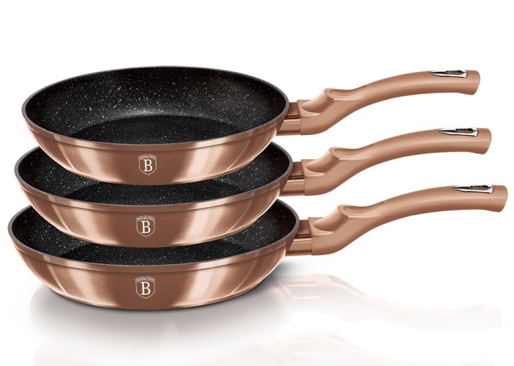 Tigaie cu suprafață din marmură set de 3 buc Rosegold Metallic Line