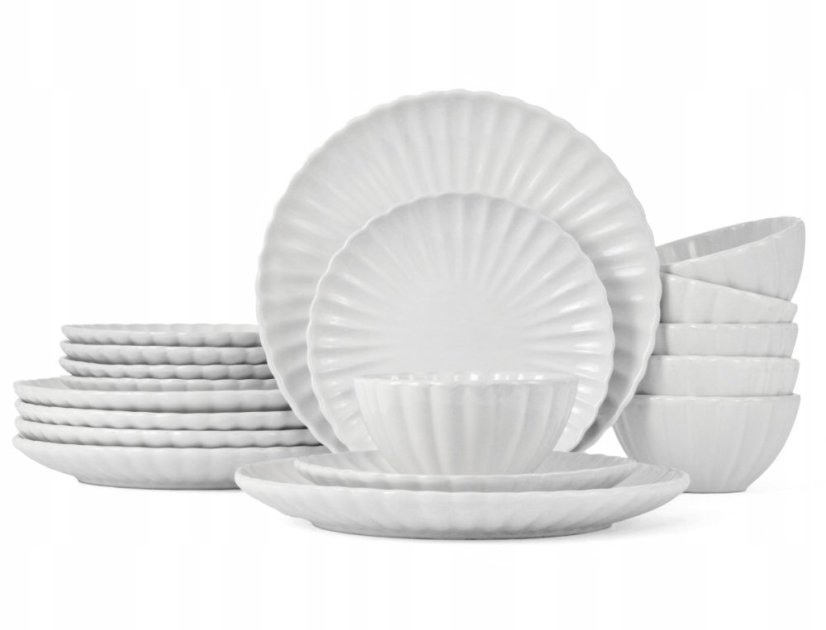 Jídelní sada talířů porcelánová PEARL 18 ks bílá