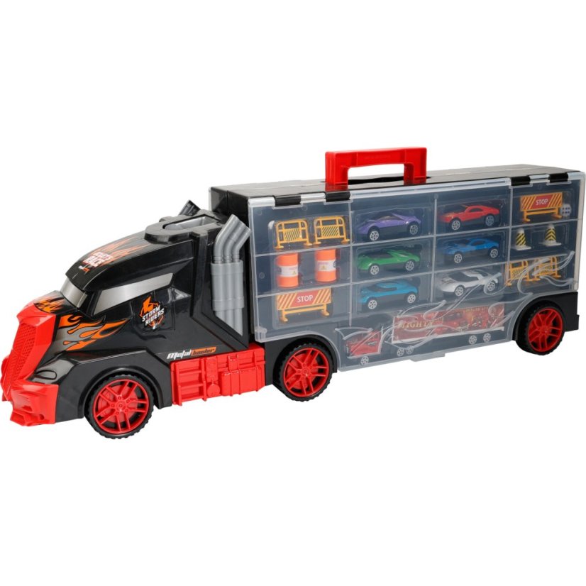 Camion joc caz set de mașini și semne de circulație 17 buc