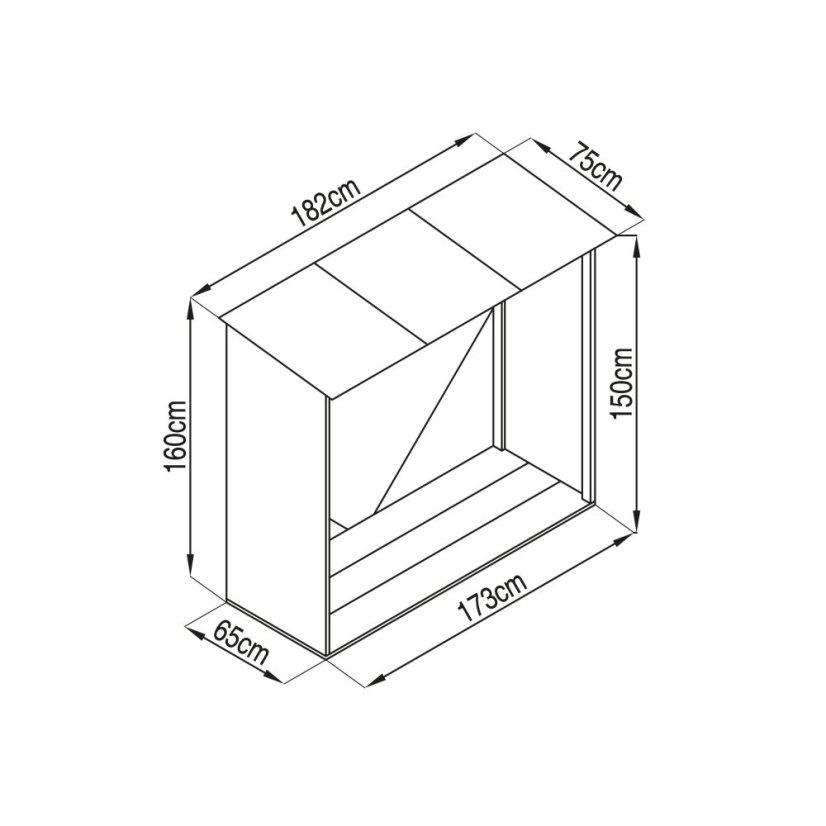 Přístřešek na dřevo G21 WOH 136 - 182 x 75 cm, antracitový