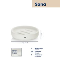 Keramická mýdlenka Sana offwhite 3 cm 11,5 cm