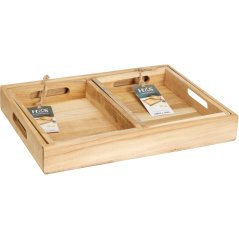 Servírovacie podnosy z teakového dreva sada 3 ks