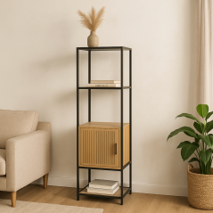 Raft cu rafturi și dulap 153x43x33 cm negru/lemn