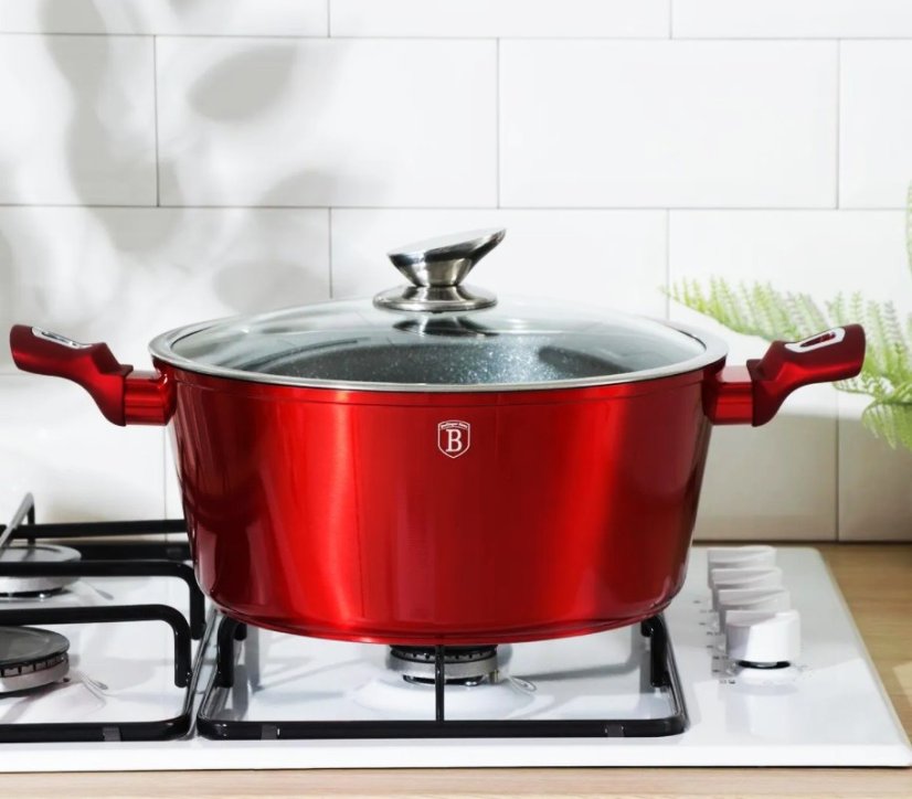 Set de tacamuri cu suprafata de marmura de 15 bucati Burgundy Metallic Line