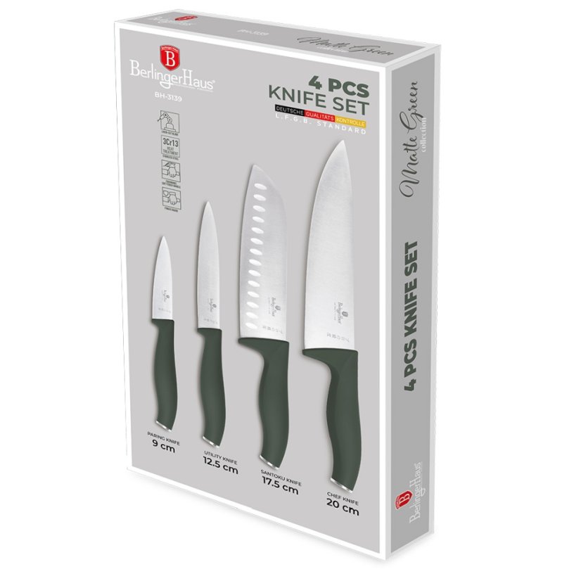 Sada 4 nerezových nožov z kolekcie Matte Green