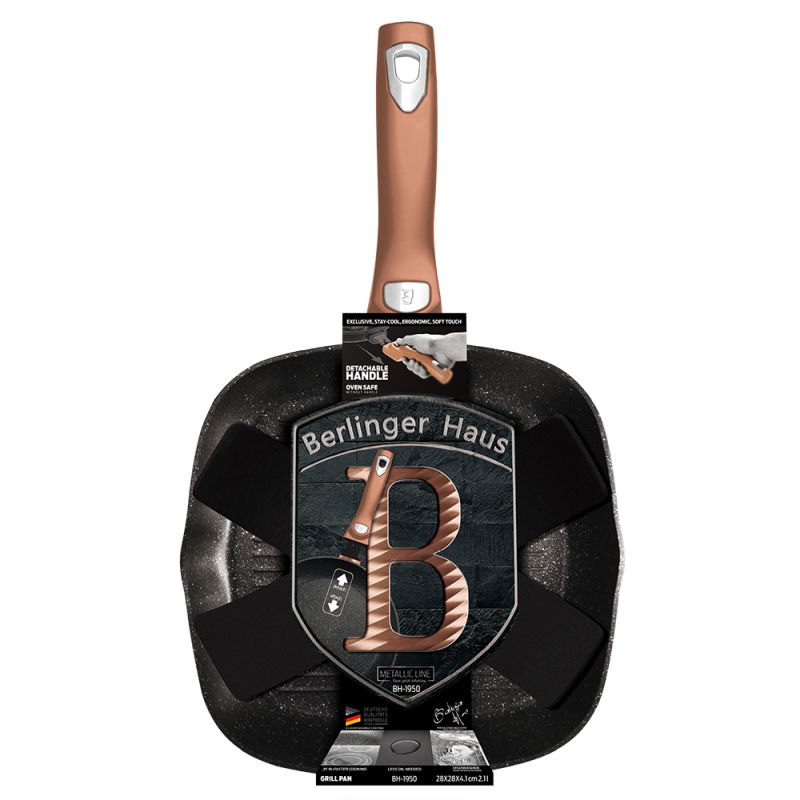 Grilovacia panvica s odnímateľnou rukoväťou, 28 cm, Rosegold Metallic Line