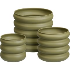 Sada 3 okrúhlych kvetináčov svetlozelenej farby