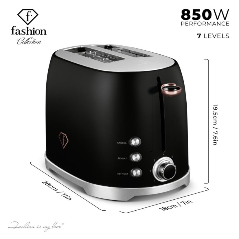 Opekač chleba z nehrdzavejúcej ocele 850 W, kolekcia Black Rose