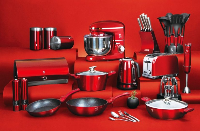 Sada nádobí s mramorovým povrchem 10 ks Burgundy Metallic Line