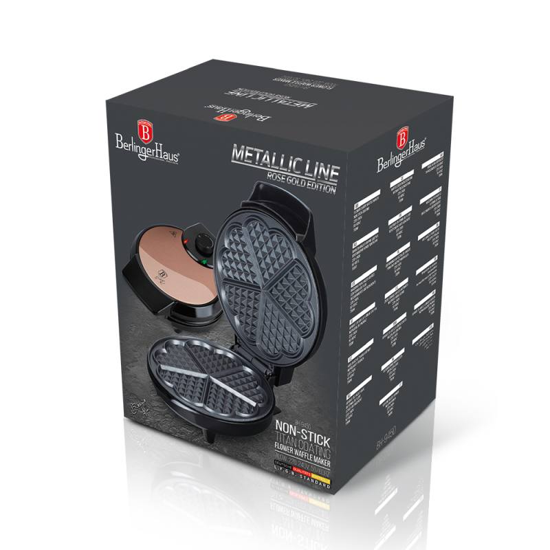 Aparat de vafe pentru 5 vafe in forma de floare Rosegold Metallic Line