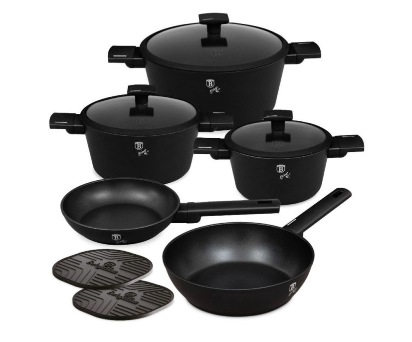 Sada nádobí s titanovým povrchem 10 ks Matte Black Collection