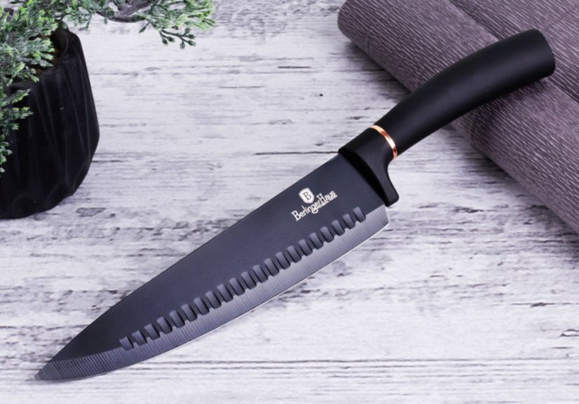 Sada nožů s nepřilnavým povrchem + prkénko 6 ks Black Rose Collection