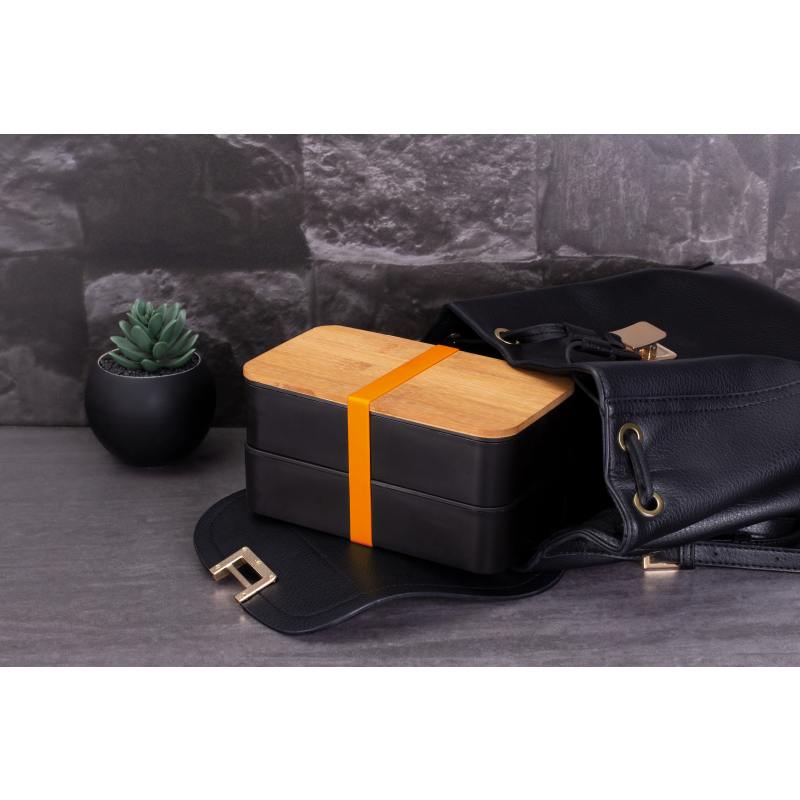 Svačinový box s bambusovým víkem dvoupatrový