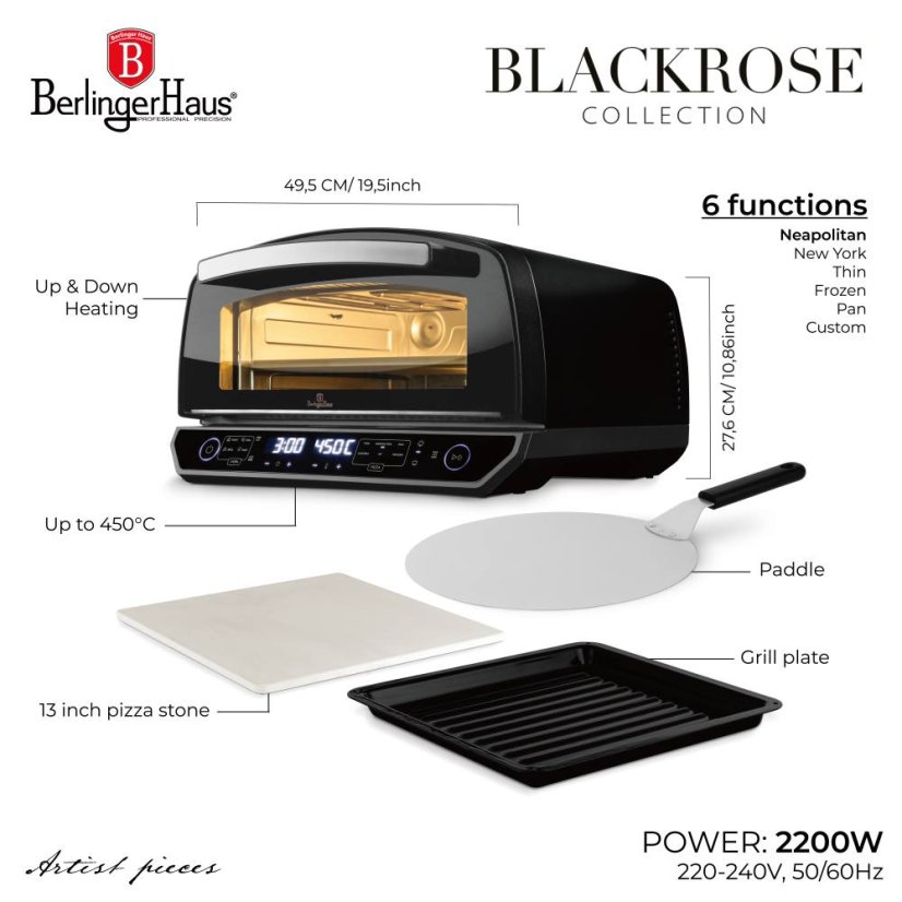 Cuptor electric pentru pizza 450° din colecția Black Rose