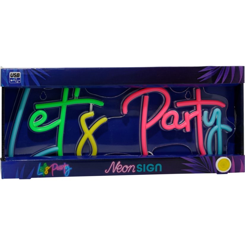 Dekorácia osvetlený nástenný nápis Lets party