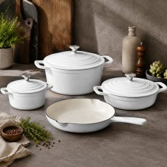 Batería de cocina de hierro fundido Xanten 7 piezas blanca