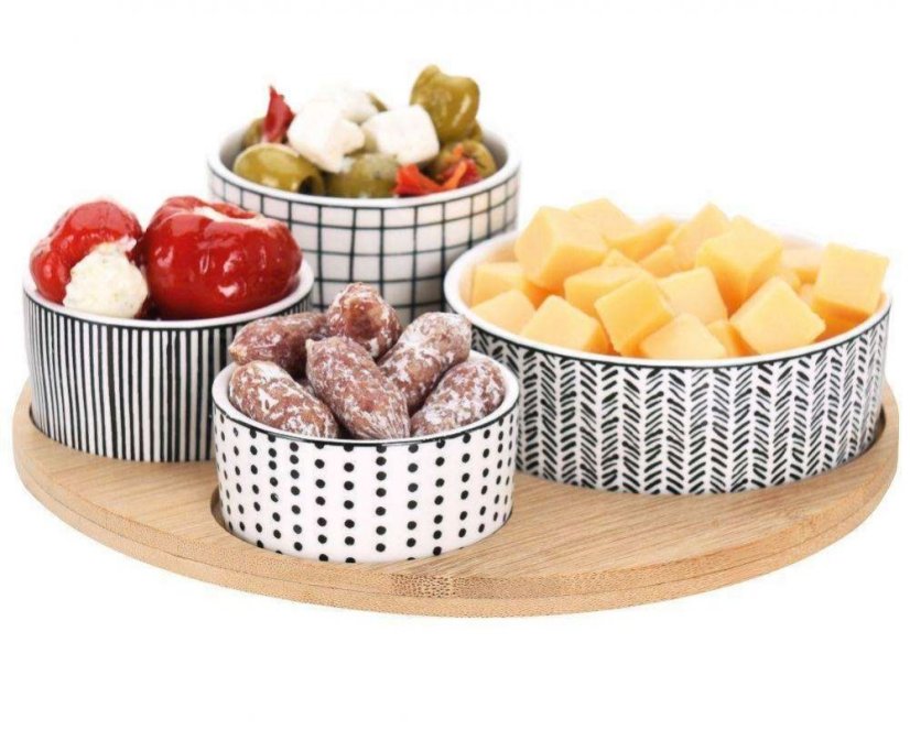 Boluri de servire cu tavă rotundă set de 5 buc