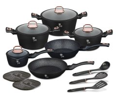 Súprava riadu s mramorovým povrchom 15 ks Black rose Collection
