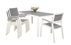 Mobilier de grădină Keter Harmony set masă + 4 scaune alb / gri deschis