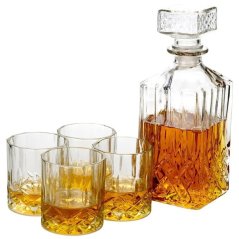 Set whisky decantor + set de pahare 5 pahare de cristal, 0.9L Set whisky decantor + set de pahare 5 pahare de cristal, 0.9L