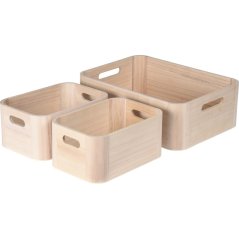Sada dřevěných úložných boxů 3 ks přírodní Sada dřevěných úložných boxů 3 ks přírodní