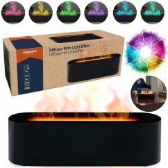 Difusor de aromas y humidificador ultrasónico con efecto de llama, 25,5 cm, negro