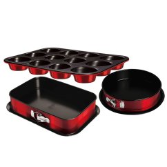 Sada pečicích forem s titanovým povrchem 3 ks Burgundy Metallic Line muffin Sada pečicích forem s titanovým povrchem 3 ks Burgundy Metallic Line muffin