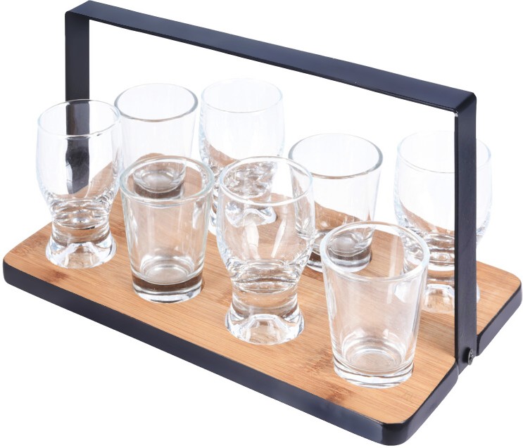 Bandeja de servicio con juego de 8 vasos