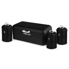 Chlebovka a dóza na potraviny sada 4 ks Matte Black Collection