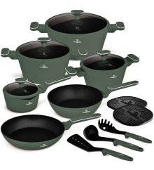 Sada nádobí s titanovým povrchem 15 ks Matte Green Collection Sada nádobí s titanovým povrchem 15 ks Matte Green Collection