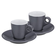 Hrnek na espresso s podšálkem sada 4 ks MATTIA šedá Hrnek na espresso s podšálkem sada 4 ks MATTIA šedá