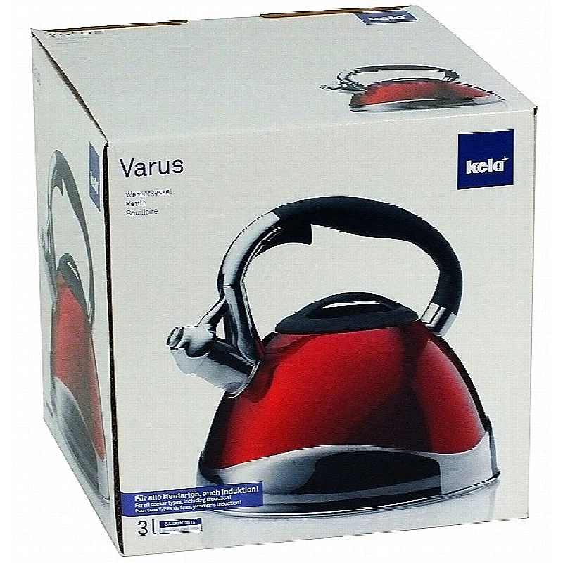 Konvice pískací VARUS, nerez 3 l, červená