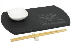 Sushi set porcelán/břidlice/bambus sada 4ks