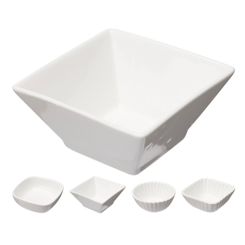 Snack castron porțelan set de 6 buc pătrat