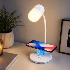 Lampă de birou LED cu încărcător wireless pentru telefon mobil și difuzor 3-în-1