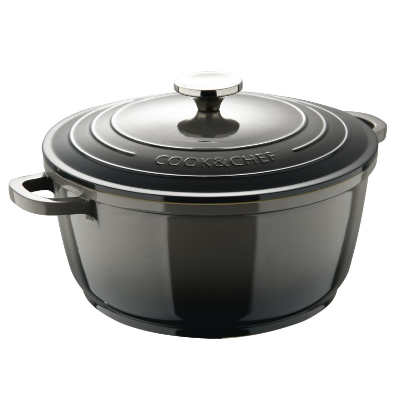 Caserola din fonta cu capac EXCALIBUR 28 cm gri