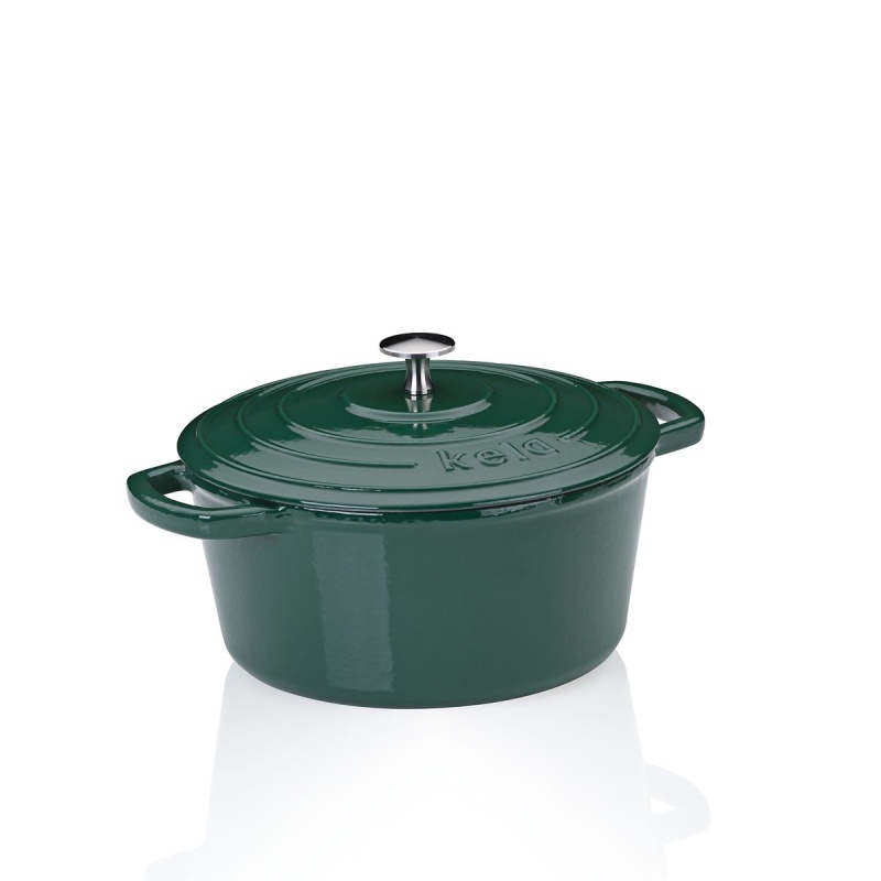 Pekáč litinový s poklicí Calido kulatý smaragdově zelená 24x12 cm 3,8l