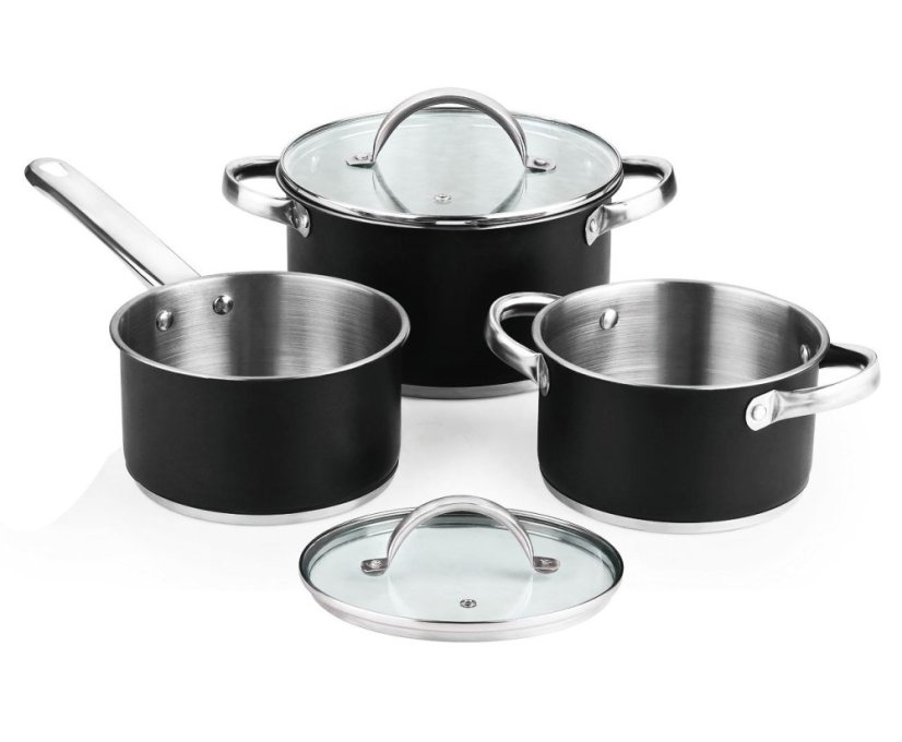 Batería de cocina de acero inoxidable 5 piezas Ronda negro