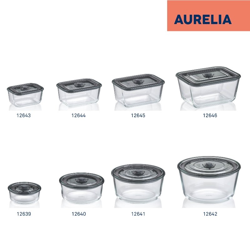 Dóza na potraviny skladovací Aurelia sklo 19 x 9 cm, 1,22l