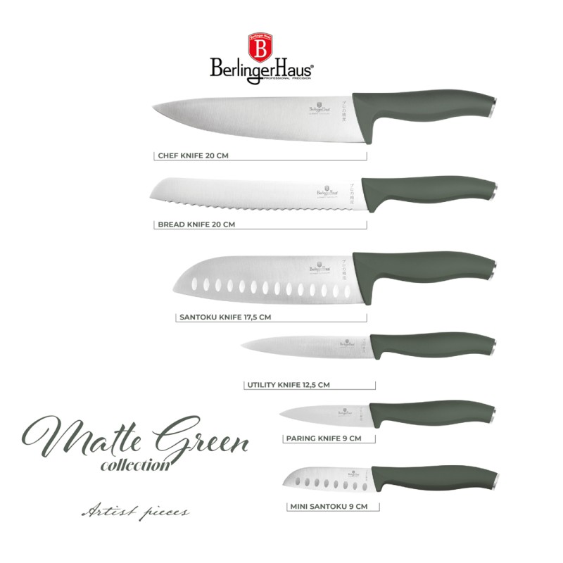 Sada nožů nerez 6 ks Matte Green Collection