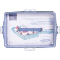 Tavă de servire din plastic cu capac 44 x 31 cm albă