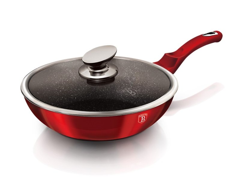 Pánev WOK s poklicí s mramorovým povrchem 28 cm Burgundy Metallic Line