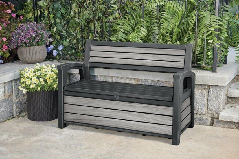 Bancă de grădină Keter Deco Garden Bench, culoare Storm grey