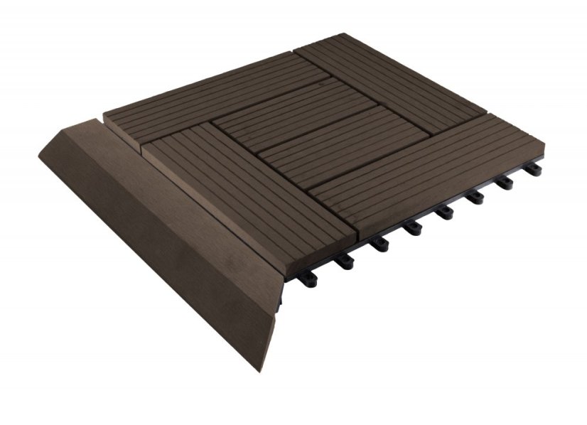 Bandă de tranziție G21 Teak indian pentru plăci WPC, colț 38,5 x 7,5 cm (dreapta)