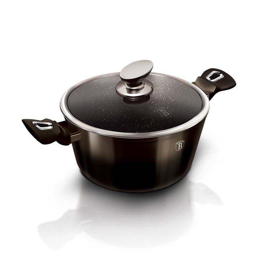 Kastrol s mramorovým povrchem 24 cm Shiny Black Collection 2 poklice