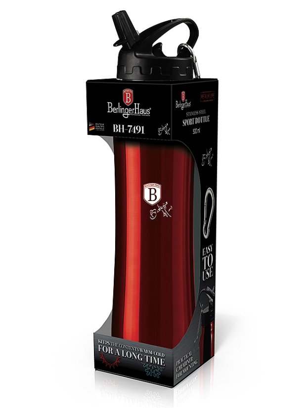 Fľaša športová nerez 18/10 Burgundy Metallic Line 0,5 l