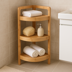 Estanteria esquinera para baño 3 pisos madera de bambu