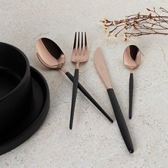 Set de tacâmuri de 24 oglindă din oțel inoxidabil Colecția Black Rose Set de tacâmuri de 24 oglindă din oțel inoxidabil Colecția Black Rose